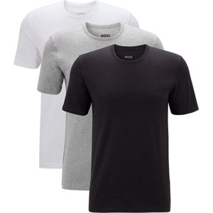 HUGO BOSS Classic T-shirts regular fit (3-pack) - heren T-shirts O-hals - zwart - grijs - wit - Maat: S