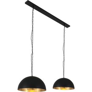 Eettafel hanglamp Semicirkel | 2 lichts | zwart / goud | metaal | Ø 35 cm | 110 cm breed | verstelbaar in hoogte tot 180 cm | eetkamer / woonkamer | modern / sfeervol design