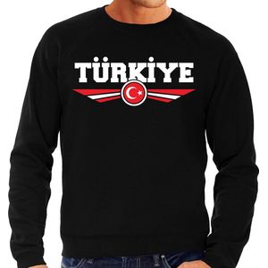 Turkije / Turkiye landen sweater met Turkse vlag - zwart - heren - landen sweater / kleding - EK / WK / Olympische spelen outfit XL