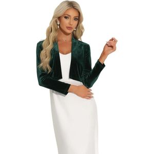 E-Ambar - Feestelijke fluwelen bolero voor dames | Lange mouwen | Open voorkant | Kort jasje | Party wear | Elegant design