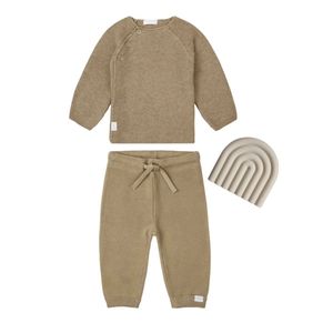 Noppies - Vest - Broekje - Pino - Grover - Light Green - Unisex - Mushie - Bijtspeelgoed - Regenboog Sand - Maat 50