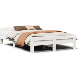 vidaXL - Bedframe - zonder - matras - massief - grenenhout - wit - 160x200 - cm