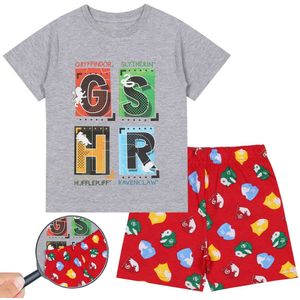 Harry Potter - Jongenspyjama met korte mouwen, grijs-rode zomer pyjama
