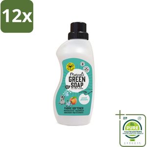 Marcel's Green Soap - Wasverzachter - Perzik & Jasmijn - Zachte frisheid - 30 Wasbeurten - 750 ml - Voordeelverpakking - 12 stuks - Wasverzachter - Biologisch wasmiddel