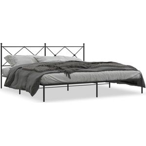 vidaXL - Bedframe - met - hoofdbord - metaal - zwart - 200x200 - cm