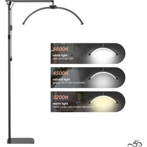 Caedentes Moonlight 700B – Vouwbare Half Moon LED Salon Lamp – Beauty Lamp – Wimper Lamp – Lash Lamp – Make-Up Lamp – Tattoo Lamp – Behandel Lamp – Nagel Lamp – Barber Lamp – Zwart
