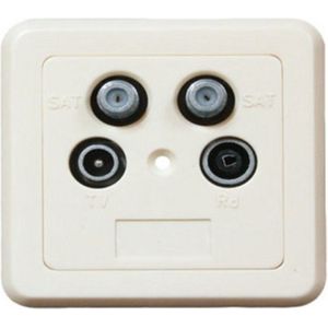 Satelliet wandcontactdoos R/TV/SAT/SAT met opbouwrand en afdekplaat (CE) / ivoor