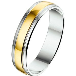 Goud Met Zilver Ring Al750 - 5 Mm Zonder Steen 5600245