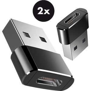 Domo Sells USB-A naar USB-C Adapter - 2 Stuks - Zwart