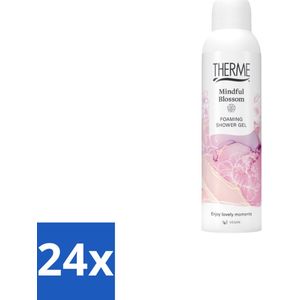 24 x Therme - Shower Foaming Mindful Blossom - Product - Verzorgend - Verfrissend - 200ml - Douchegel - Bloesemgeur - Pioenroos - Verfrissend - Verzorgend