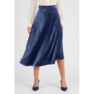 Damart - Halflange fluwelen rok - Dames - Blauw - 52