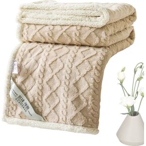 Dekentje - Deken - Pluche - Wollen - Fleece - Plaid - Knuffeldeken - Bank Deken - Khaki - 200x230cm