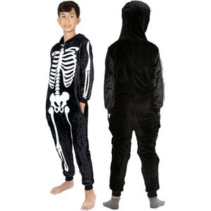 Unisex Kinderen Skelet Haai Onesie Pyjama Halloween Loungewear Fleece Jumpsuit 9-10 jaar