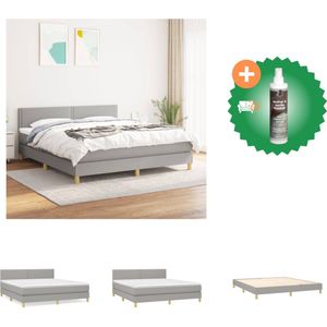 vidaXL Boxspring met matras stof lichtgrijs 180x200 cm - Bed - Inclusief Reiniger