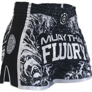 Fluory Sak Yant Tiger Muay Thai Kickboks Broek Zwart maat XL