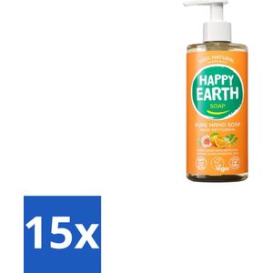Happy Earth – Handzeep – 100% Natuurlijk Rose Petitgrain – 300 ml - Bulkverpakking - 15 stuks