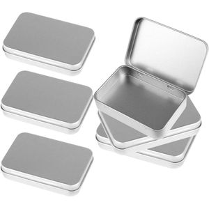 6 stuks metalen blikjes met deksel - roestvrij - zilver (88 x 6 x 18)