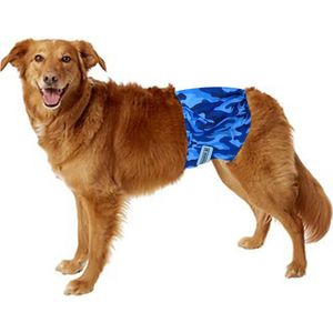 Hondenluier Camouflage blauw Maat M - Wasbaar - Verstelbaar 41-51 cm