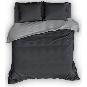 Satin d'Or Reverso Dekbedovertrek - Lits-jumeaux - 240x200/220 cm - Antra/Silver