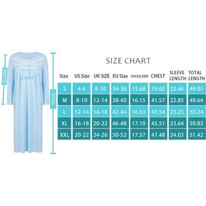 Lange Katoenen Nachtkleed voor Dames met Knoopsluiting
