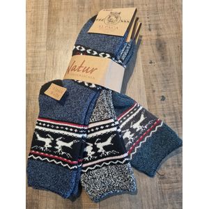 3 Paar - Alpaca Wollen Sokken - Maat 35-38 - Wintersokken - Huissokken - Thermosokken - Cadeau Artikel - Wandelsokken