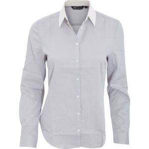 SOLs Dames/dames Belmont Contrasterende Lange Mouwen Poplin Shirt (Parelgrijs)