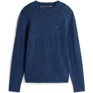 TOMMY HILFIGER - Trui - Marineblauw - Wol - Gestippeld