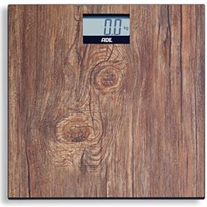 Digitale weegschaal met groot verlicht display en houten uitstraling