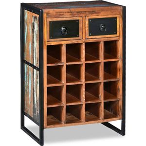 The Living Store Wijnrek Industrieel - Hout - 54 x 35 x 80 cm - 16 flessen