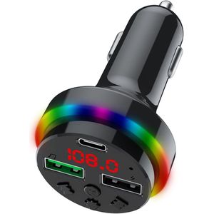 FM-zender, draadloze auto-audio-ontvanger, multifunctionele spraaknavigatie met LED-display, dubbele USB-opladeradapter