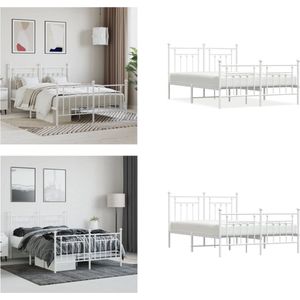 vidaXL Bedframe met hoofd- en voeteneinde metaal wit 150x200 cm - Bedframe - Bedframes - Tweepersoonsbed - Bed