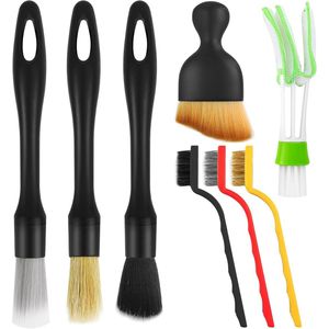 8-delige auto detailing borstel set - ideaal voor interieur en exterieur - zachte borstel set