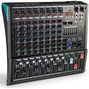 Mengpaneel dj - Mengpaneel mixer - Mengpaneel met versterker - Mengpaneel bluetooth - 40,79 x 39,29 x 12,9 cm - 8-kanaals