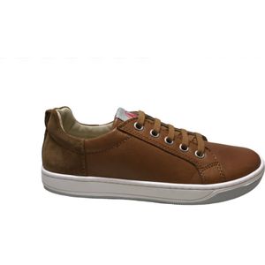 Naturino veters effen lederen sneakers Caleb cognac mt 34