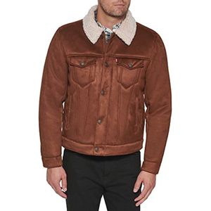 Faux Leather Classic Trucker Jacket voor Heren