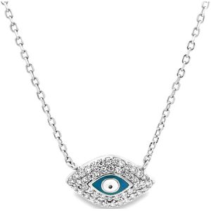 Juwelier Zwartevalk zilveren (gerhodineerd) evil eye ketting - 25.145