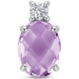 Zilver - Gerhodineerde Hanger - Amethist en Zirkonia - 13 mm