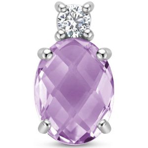 Zilver - Gerhodineerde Hanger - Amethist en Zirkonia - 13 mm