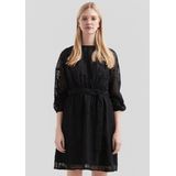 QS - Jurk - Zwart - Chiffon - Korte Lengte - Pofmouwen - Ronde Hals