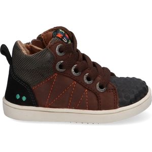 BunniesJR Pol Pit Jongens Hoge Sneakers - Bruin - Leer - Veters