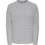 ONLY&SONS - ONSKICKER LIFE REG 3 CABLE CREW KNIT - Gebreide Trui - Grijs