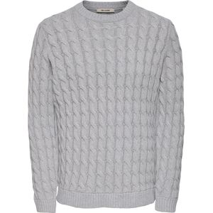 ONLY&SONS - ONSKICKER LIFE REG 3 CABLE CREW KNIT - Gebreide Trui - Grijs