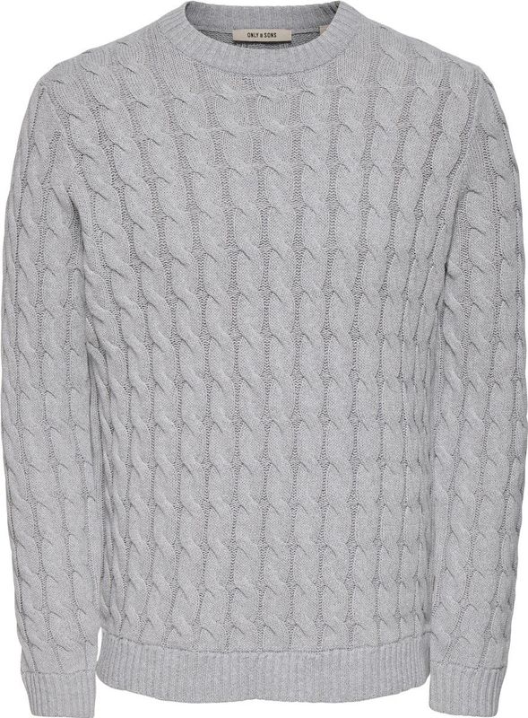 ONLY&SONS - ONSKICKER LIFE REG 3 CABLE CREW KNIT - Gebreide Trui - Grijs