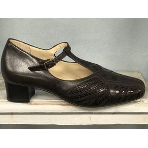 Hassia - Pumps - Donkerbruin - Maat 38 / UK 5 - model Evelyn J - verwisselbaar leren voetbed - Leer - bruin dames schoenen