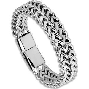 Victorious Zilveren Armband Heren – Dunne Armband met Magnetische Schuifsluiting – Zilver – 23.5cm