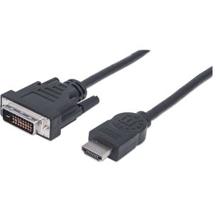 Manhattan 372503-CG HDMI-kabel HDMI / DVI Adapterkabel HDMI-A-stekker, DVI-D 24+1-polige stekker 1.80 m Zwart Schroefba