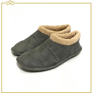 ATTREZZO® Sloffen met warme voering - Hoog model - Lichtgrijs - Maat 42 - pantoffels - Altijd warme voeten!