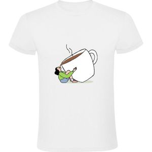 Grote koffie kop Heren T-shirt - warme drank - mok - cafeine