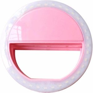 Selfie Ring Light Clip Pro - werkt met twee AAA batterijen - Roze