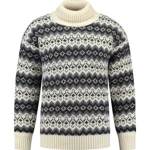 IJslandse coltrui - grof gebreid - 100% scheerwol - ecru/grijs